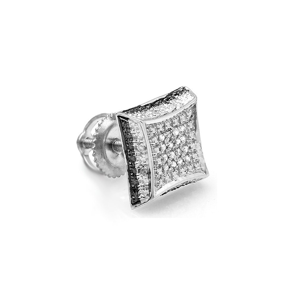 Dazzlingrock 0.05 Carat Round White Diamond Kite Stud Earrings - Micro Pave Setting, 1 Piece - Perfect for Weddings, Parties & Special Occasions