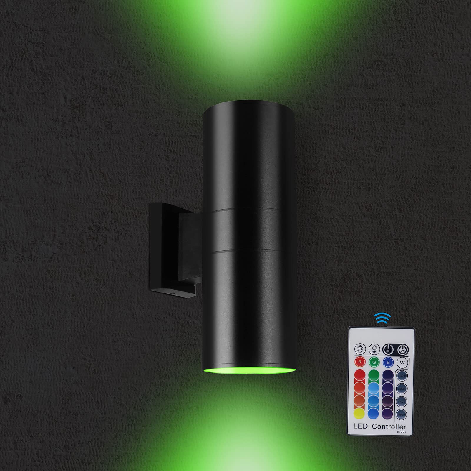 72W 7200LM RGBW Outdoor Wall Sconce Lights - Color Changing LED Exterior Lighting for Garage, Front Door, Patio, Terrace, Hallway, Pool & Theater | Weatherproof Up & Down Lighting for Modern Home Facades & Commercial Spaces