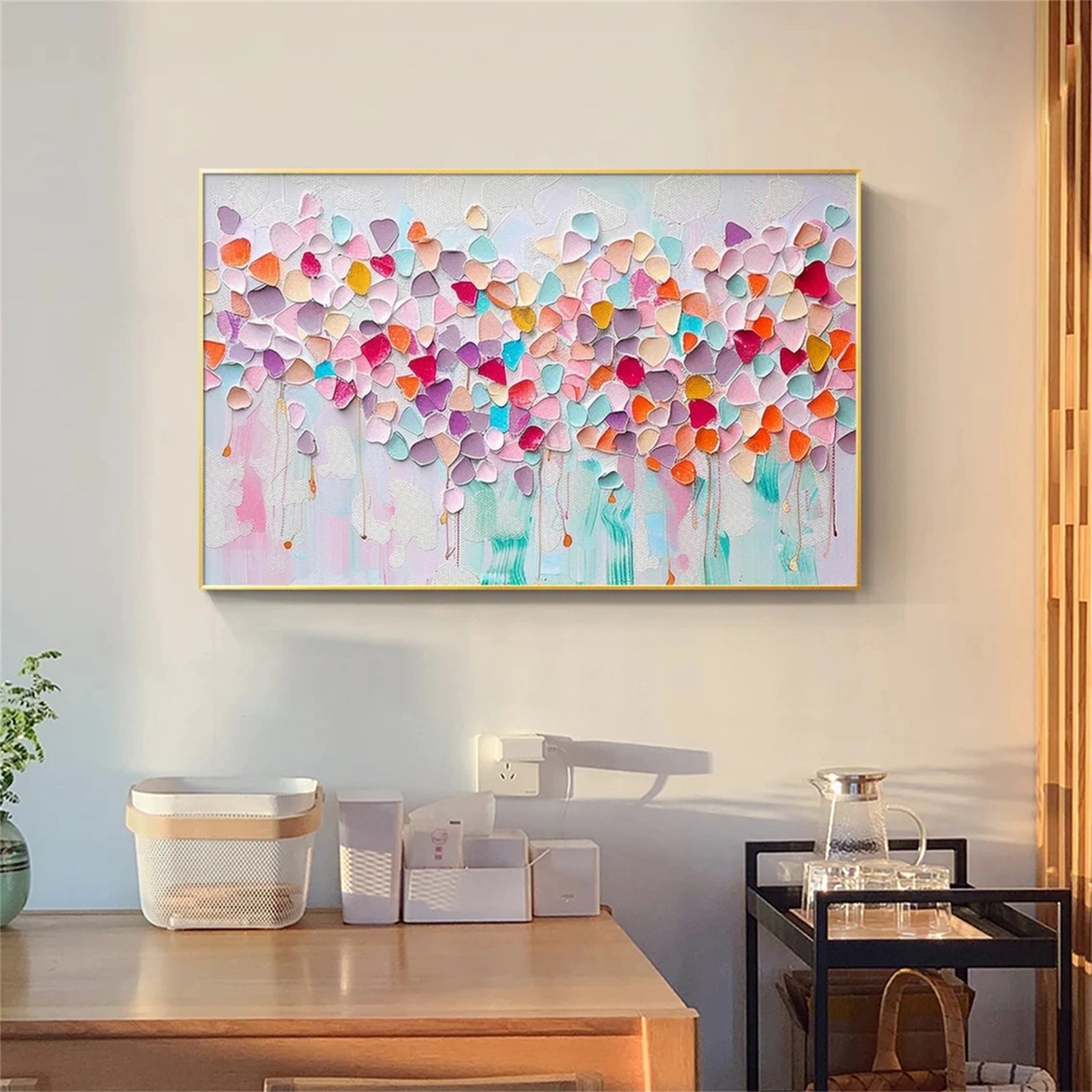 Beautiful Flower and Tree Painting #FT166 - Handmade Canvas Art for Home Decor, Living Room, Bedroom & Office Wall