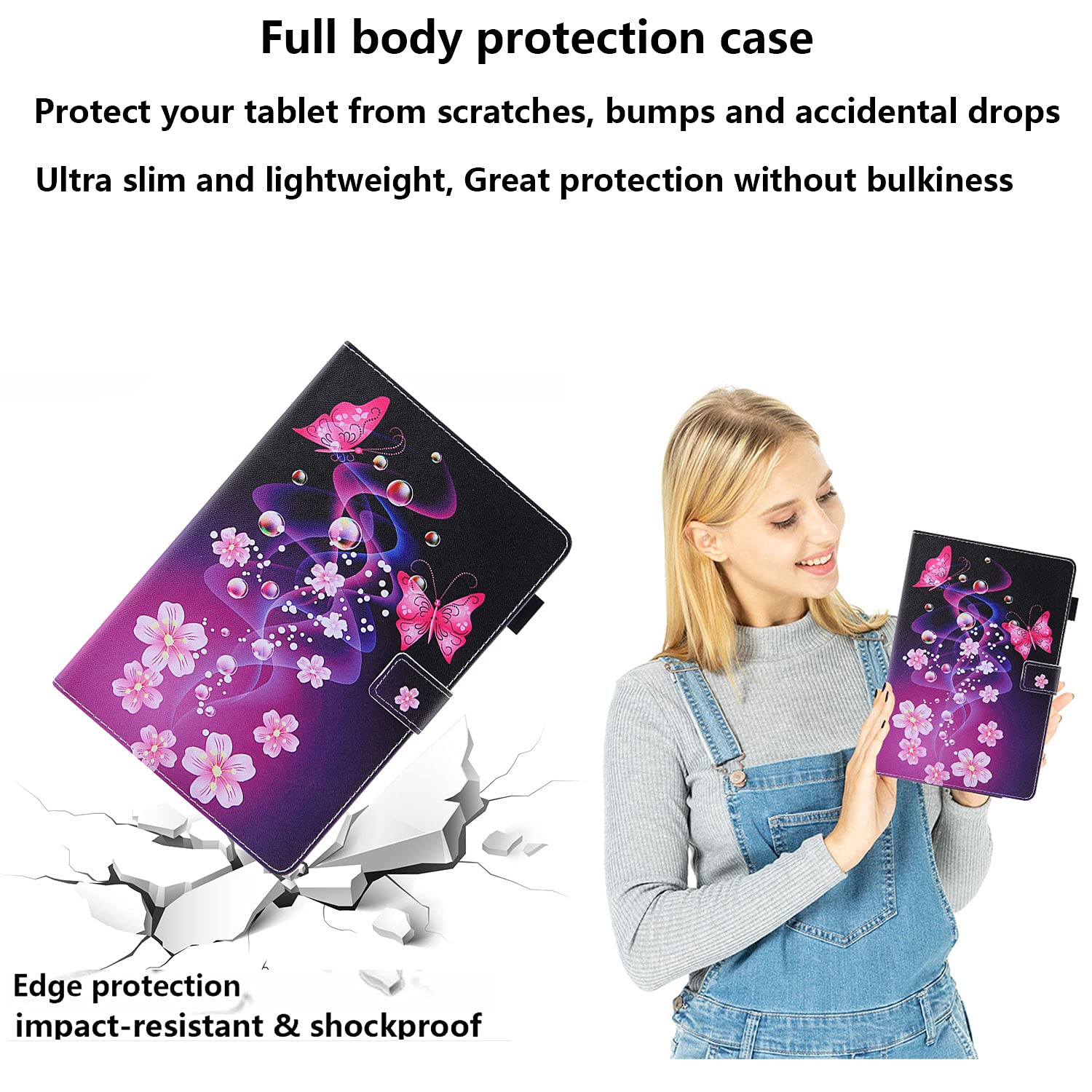 Premium Shockproof PU Leather Case for Amazon Kindle Fire HD 10/10 Plus Tablet (11th Gen 2021) 10.1