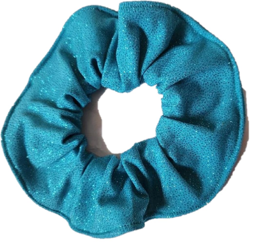 Handmade Glitter Knit Hair Scrunchies - Teal Green Ponytail Holders for Women & Girls | Perfect for School, Work, Parties & Everyday Hair Accessories
