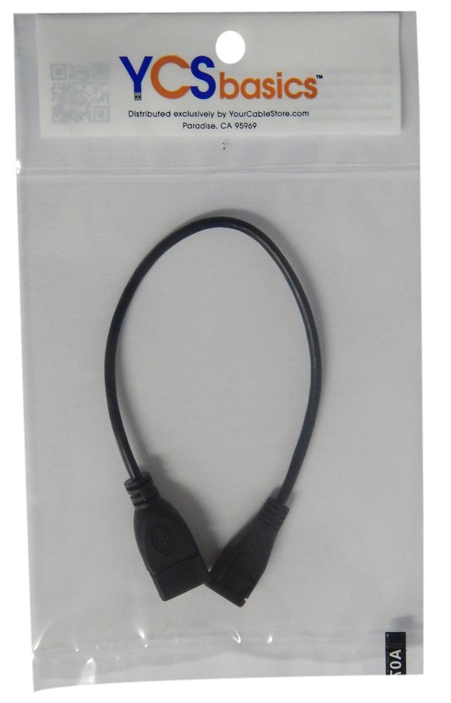 YCS Basics 9 Inch USB 2.0 A Female to Micro B Female Extension Cable - High Speed Data Transfer for Smartphones, Tablets & Electronics - Perfect for Charging & Syncing Devices at Home or Office