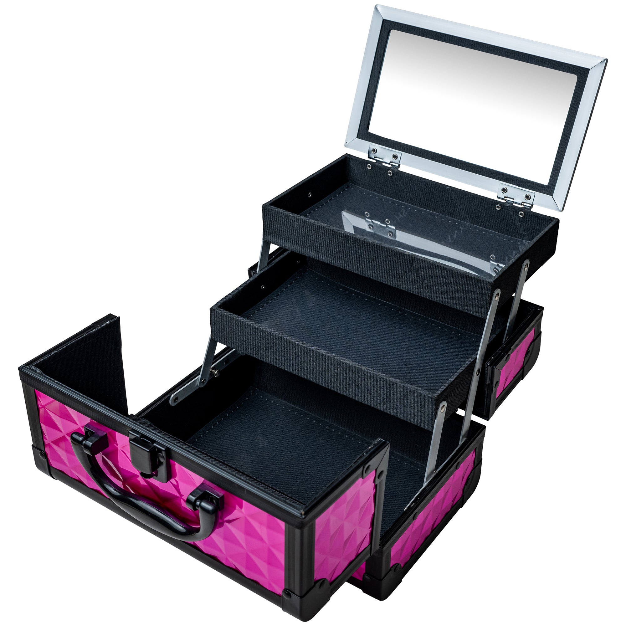 Professional Makeup Train Case with Mirror - Portable Cosmetic Organizer for Makeup Artists & Travel - Perfect for Salon, Home, and On-the-Go Beauty Needs