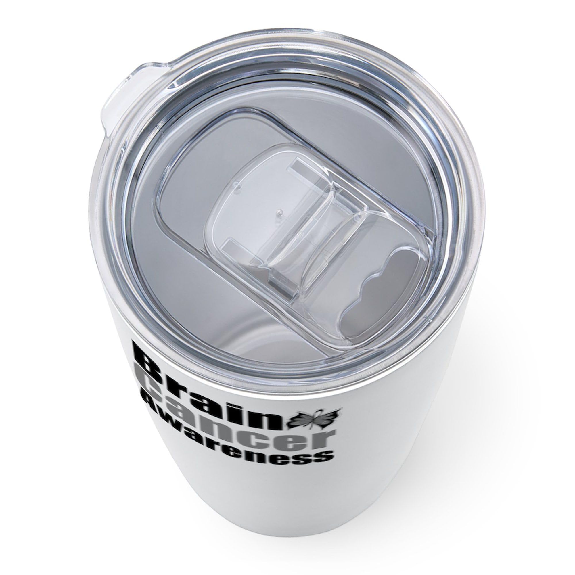 Brain Cancer Awareness Butterfly Design 20 oz Stainless Steel Travel Mug - Insulated Coffee Tumbler for Hot & Cold Drinks - Perfect for Commuting, Work, and Outdoor Activities