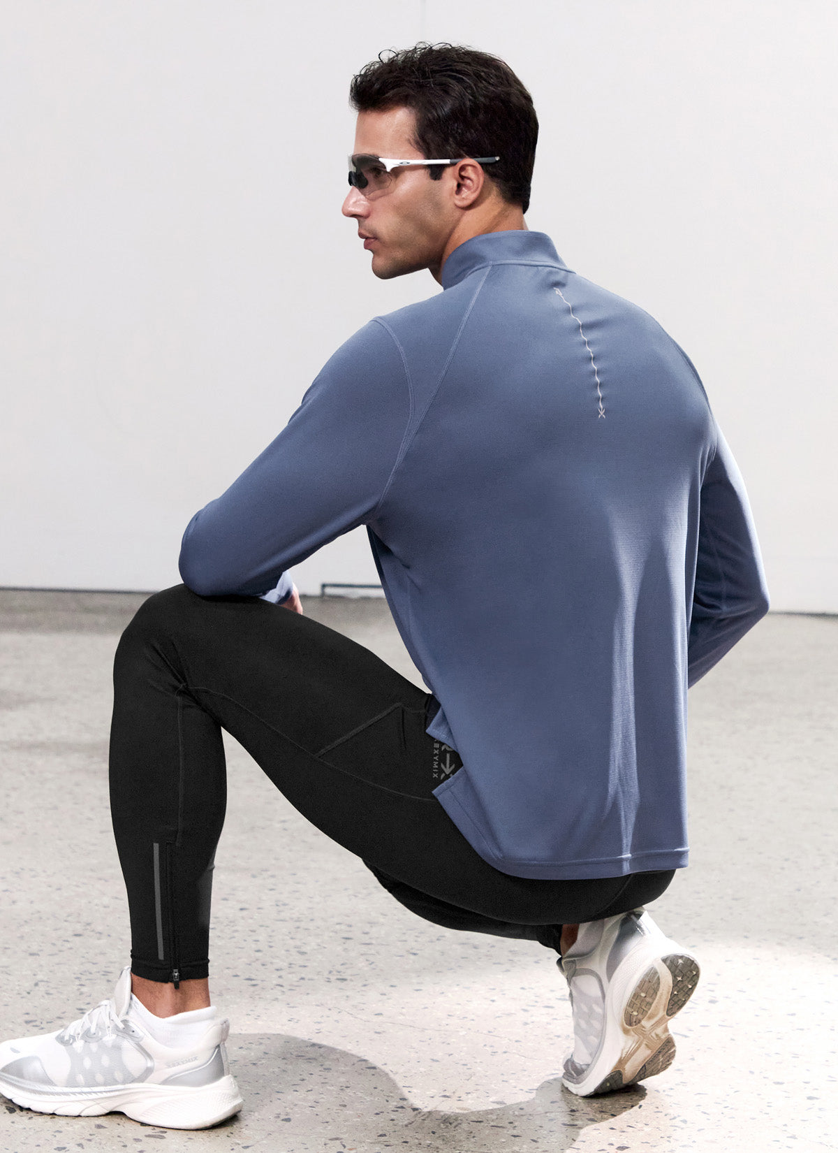 RX Stretch Men's Fingerhole Half Zip Up Pullover - Lightweight Workout Hoodie for Gym, Running & Outdoor Activities