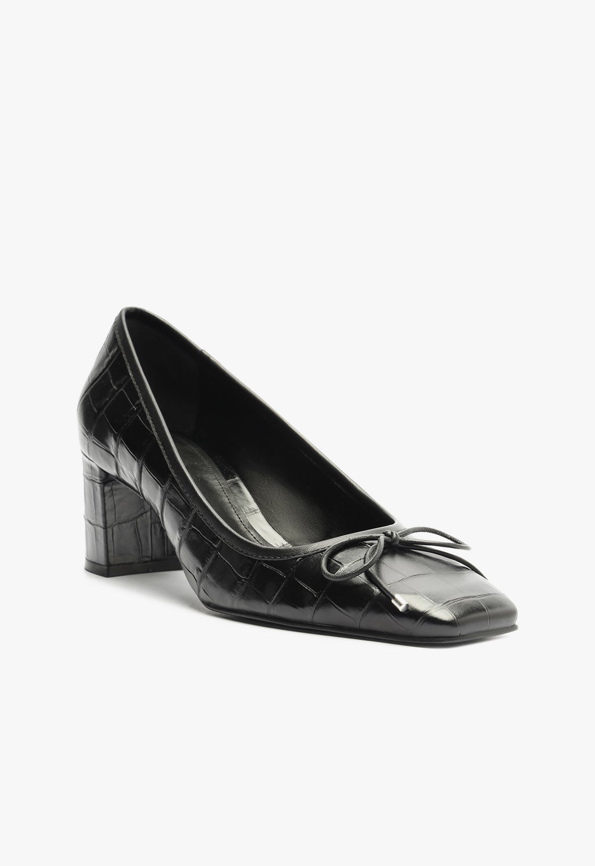 Arissa Crocodile Embossed Leather Pumps - Women's Mid Heel Dress Shoes (3 Inch Heel) for Office, Party & Special Occasions - Style S2193800080010