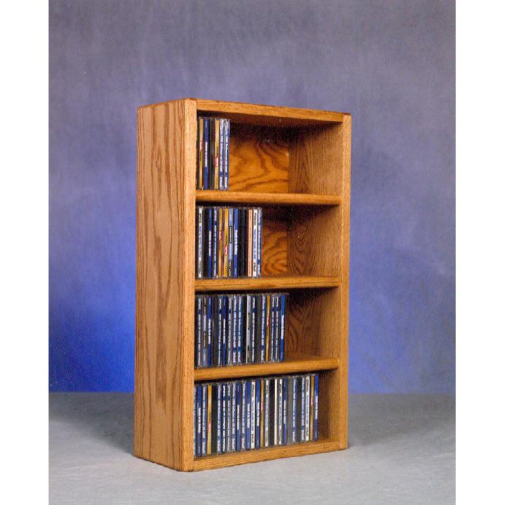 Solid Oak Desktop & Shelf CD Media Cabinet - The Wood Shed 104 CD Storage Organizer for Home Office, Living Room, and Entertainment Center