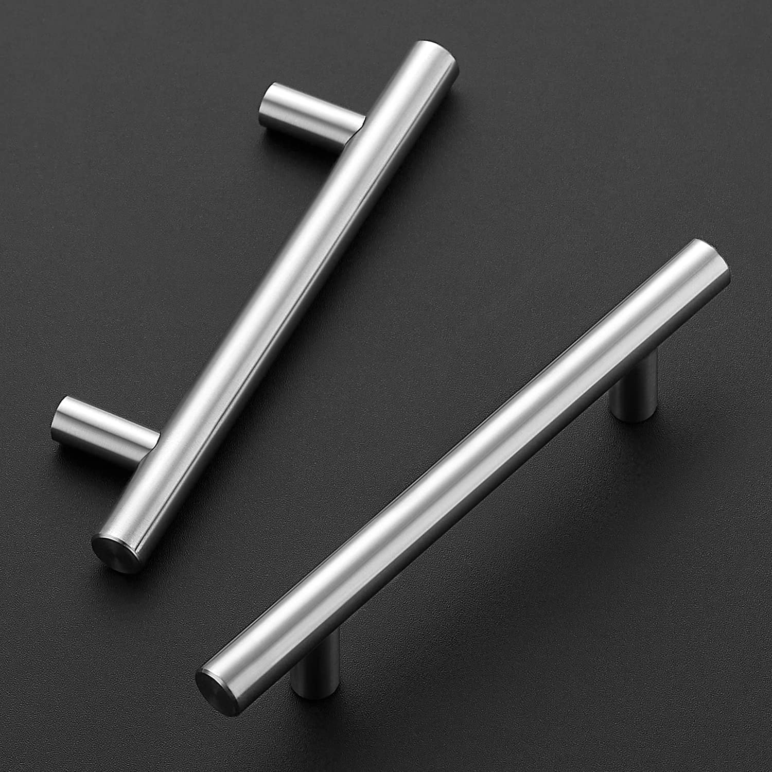 Home Expert 5-Pack 3.5 Inch Brushed Nickel Cabinet Handles - Premium Stainless Steel Drawer Pulls for Kitchen Cabinets, Dressers & Furniture (6 Inch Overall Length) - Perfect for Home Renovation & DIY Projects