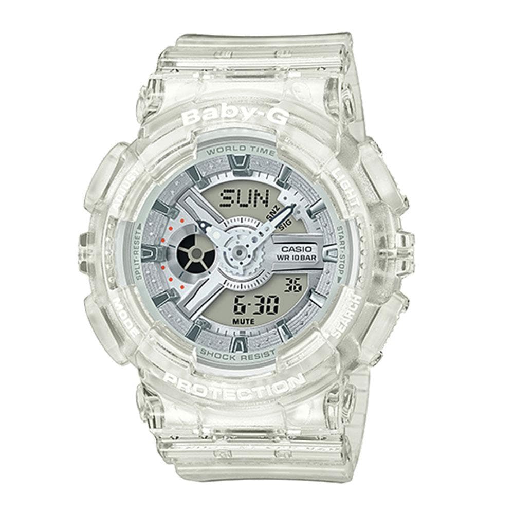 CASIO BABY-G BA-110CR-7ADR Digital Quartz Watch for Women - White Resin Band, Shock Resistant, Water Resistant - Perfect for Sports, Fitness & Outdoor Activities