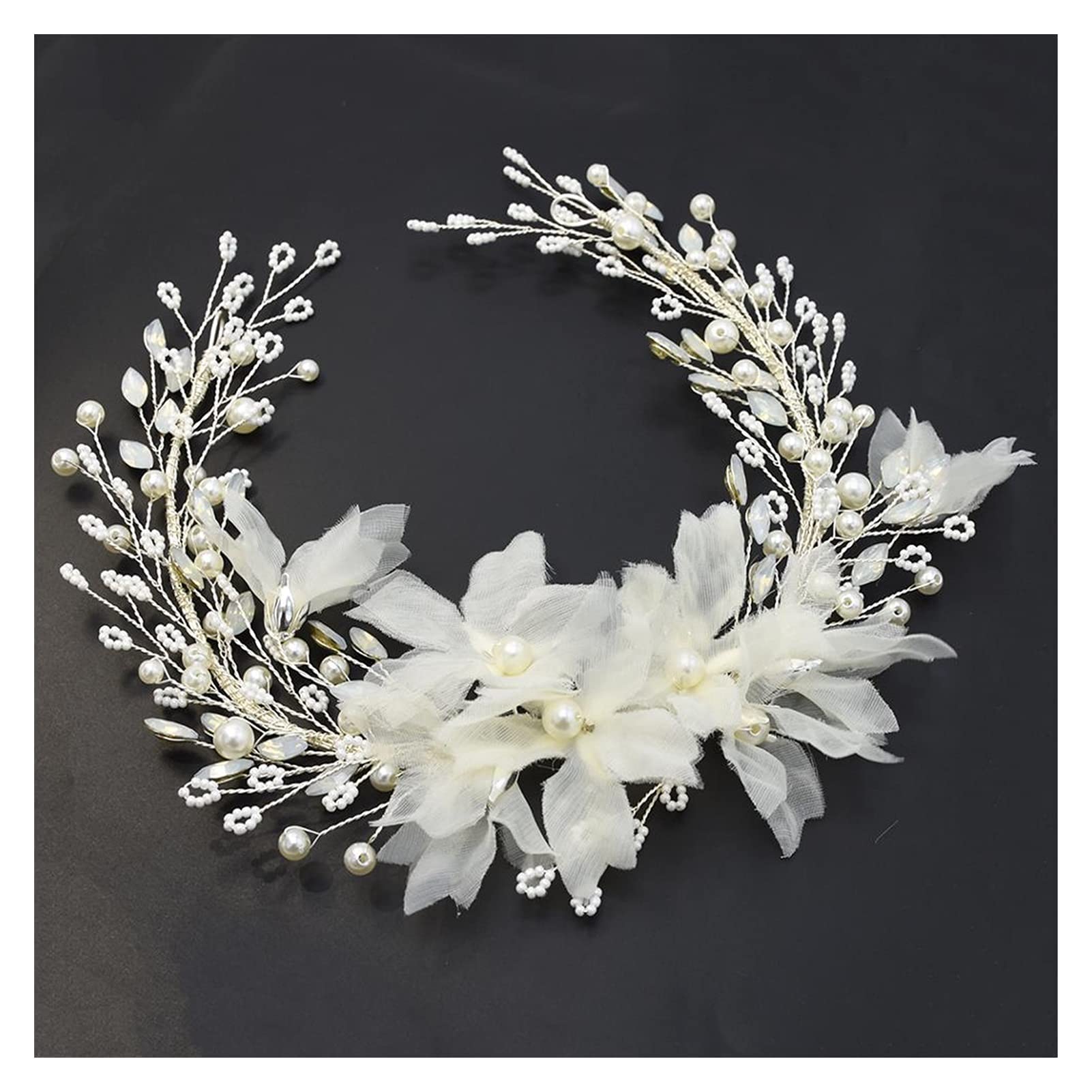 Handmade Pearl Bridal Crown Headband - Elegant Wedding Tiara with Floral Vine Design for Bride, Bridesmaids & Prom - Perfect for Weddings, Photo Shoots & Special Occasions