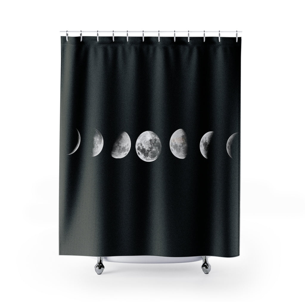 Moon Phases Shower Curtain - Waterproof Bathroom Decor for Home & Spa - Perfect for Boho, Celestial, and Lunar Theme Bathrooms