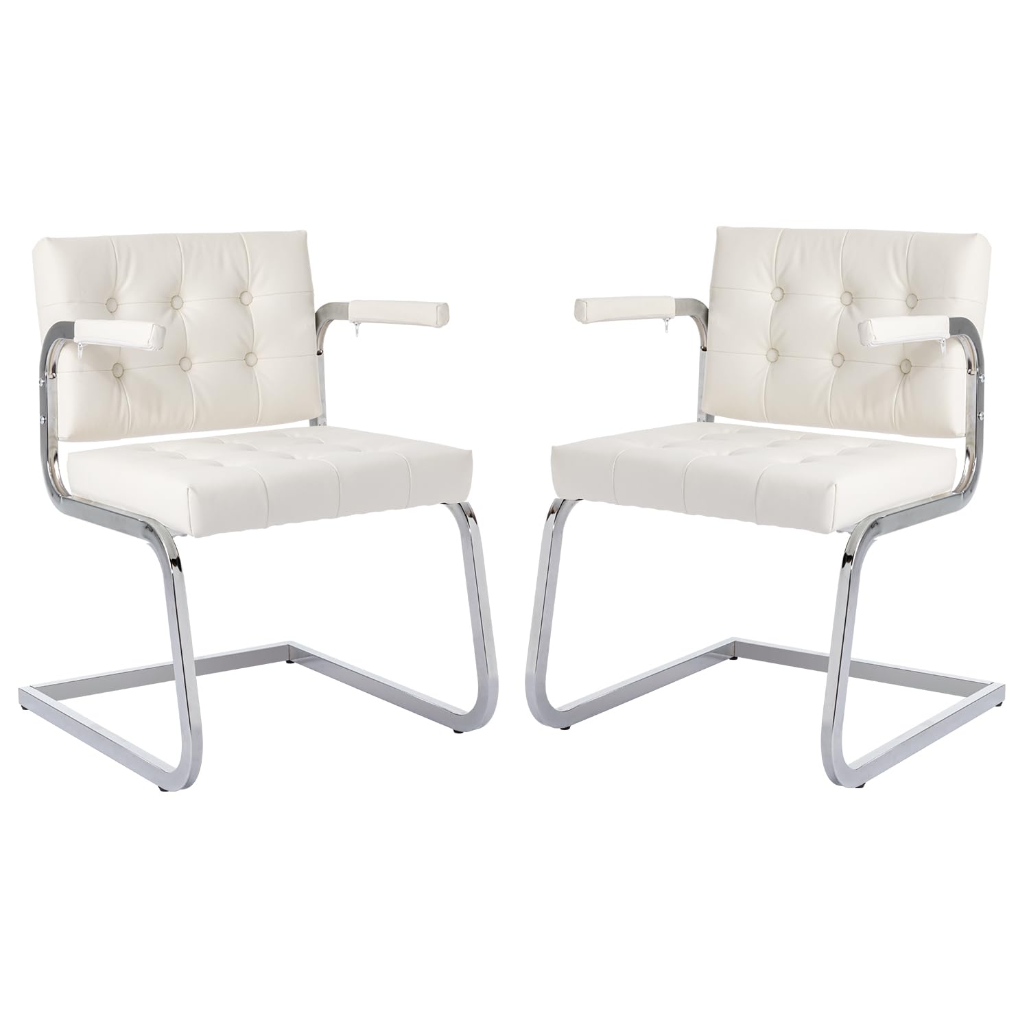 Okeysen 2-Pack Modern Leather Office Chairs - Conference Room, Guest & Reception Chairs with Sled Base - No Wheels - Perfect for Waiting Rooms, Home Offices & Professional Workspaces