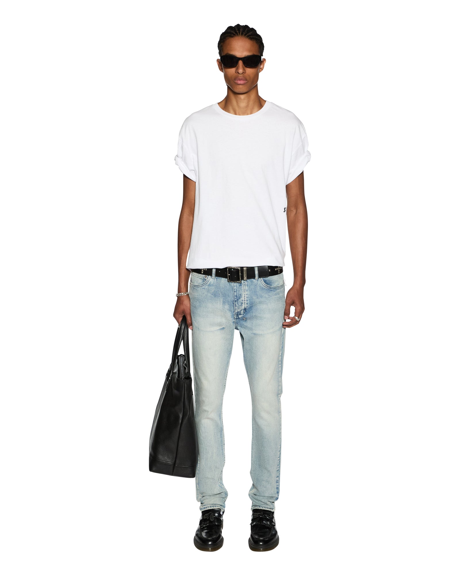 4 X 4 BIGGIE SS TEE OPTIC WHITE - Men's Graphic T-Shirt with Vintage Style for Casual Wear and Street Fashion