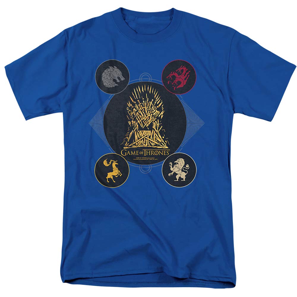 Game of Thrones 4 Houses 4 The Throne Unisex Adult T-Shirt - Royal Color, 4X-Large Size - Perfect for Cosplay, Halloween Costumes & GOT Fan Gifts