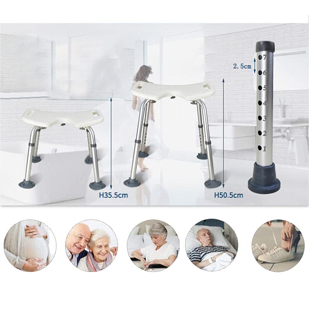 Adjustable Shower Seat for Elderly - Non-Slip U-Shaped Bath Stool with Safety Backrest | Portable Shower Chair for Seniors & Disabled | Perfect for Bathroom Safety & Assisted Living