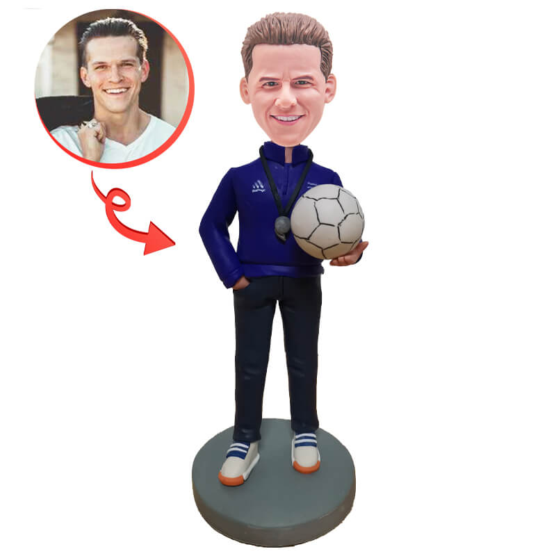 Custom Football Coach & Referee Bobblehead Figurine - Personalized Sports Gift for Coaches, Fans & Players - Perfect for Office Desk, Man Cave & Game Day Decor