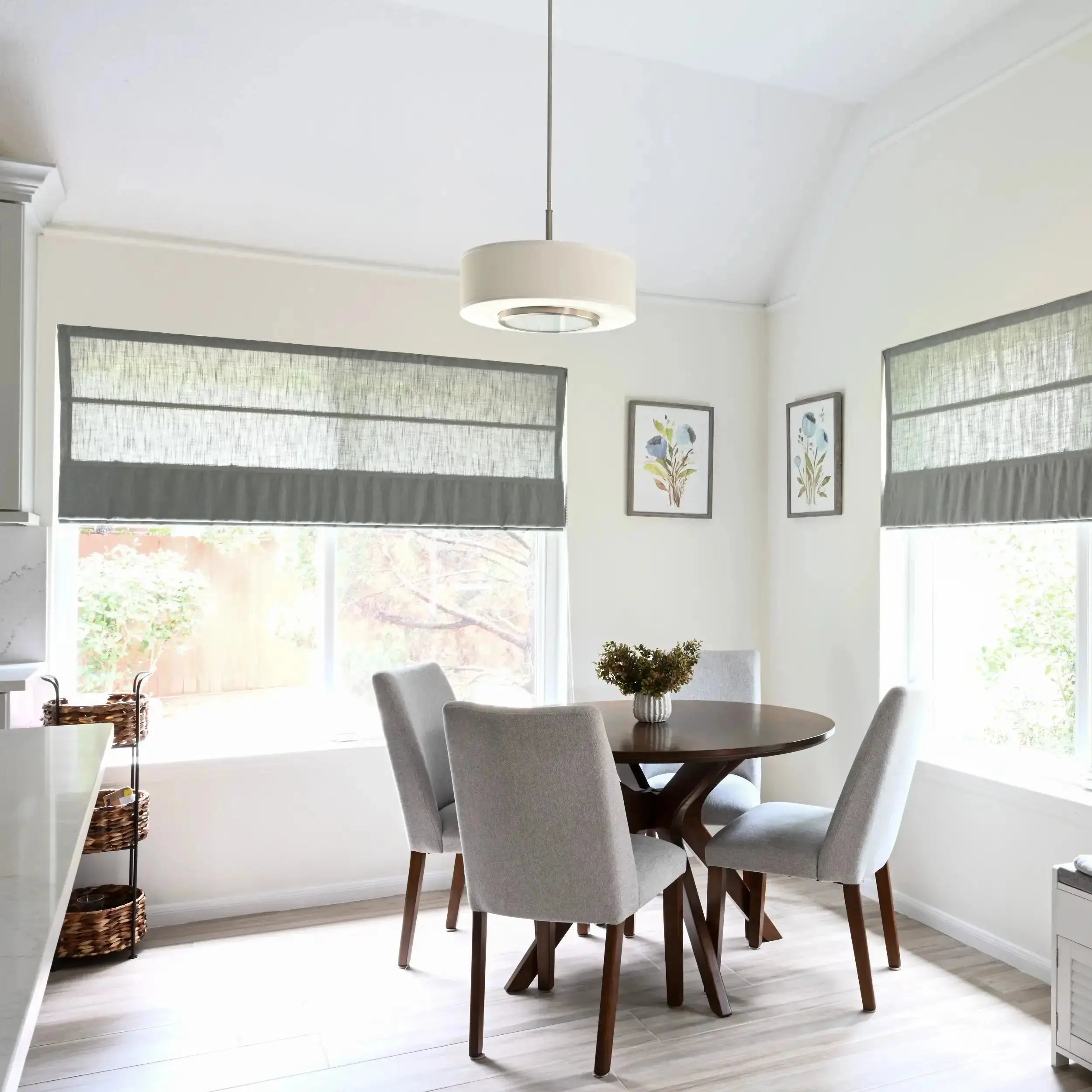 Linen Roman Shades with Loop Cord Lift - Elegant Window Treatment for Living Room, Bedroom & Home Decor