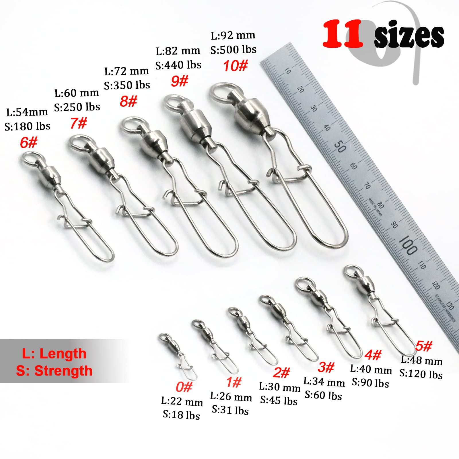 30 Pack Ball Bearing Fishing Swivels - Saltwater Duo Lock Barrel Swivels Size 0#-10# - Heavy Duty Fishing Clips & Tackle for Freshwater & Saltwater Fishing - Perfect for Lures, Rigs & Bait