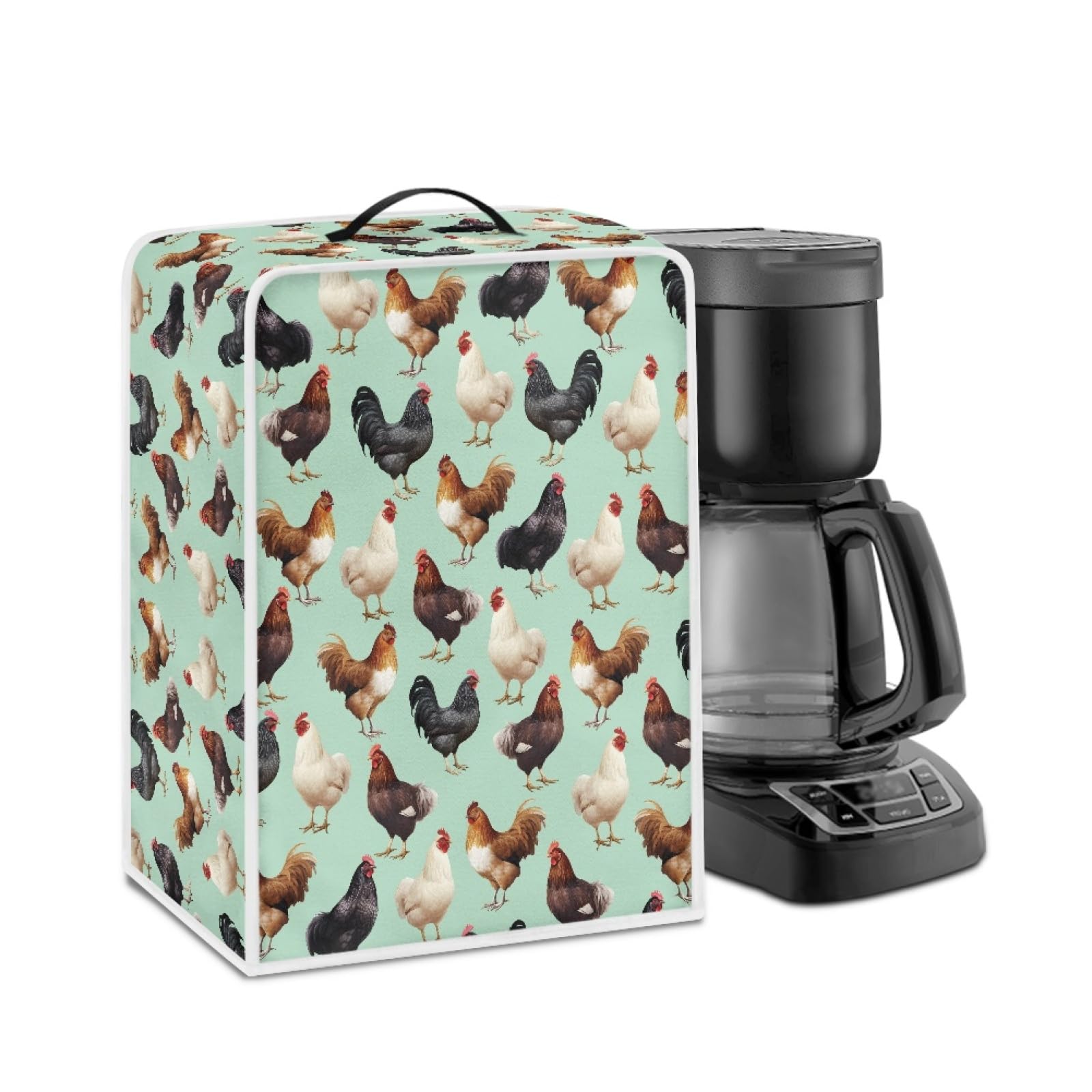 GLENLCWE Rooster Print Dust Cover for Coffee Makers, Blenders & Mixers - Protective Appliance Cover with Top Handle | Dust Protection for Kitchen Countertops & Small Appliances