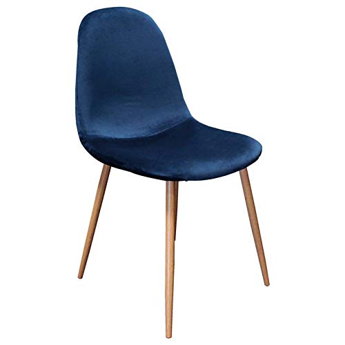 BOWERY HILL Mid-Century Modern Velvet Upholstered Dining Chairs - Set of 4 Navy Blue Side Chairs for Kitchen, Dining Room & Office | Comfortable & Stylish Seating Solution