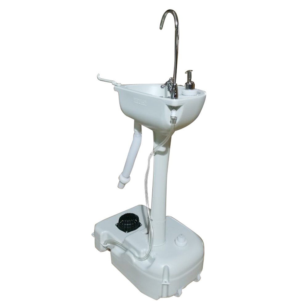Portable Outdoor Wash Basin with Faucet & Garden Hose Connector - White | Removable Sink for Camping, RV, Garden & Patio Use