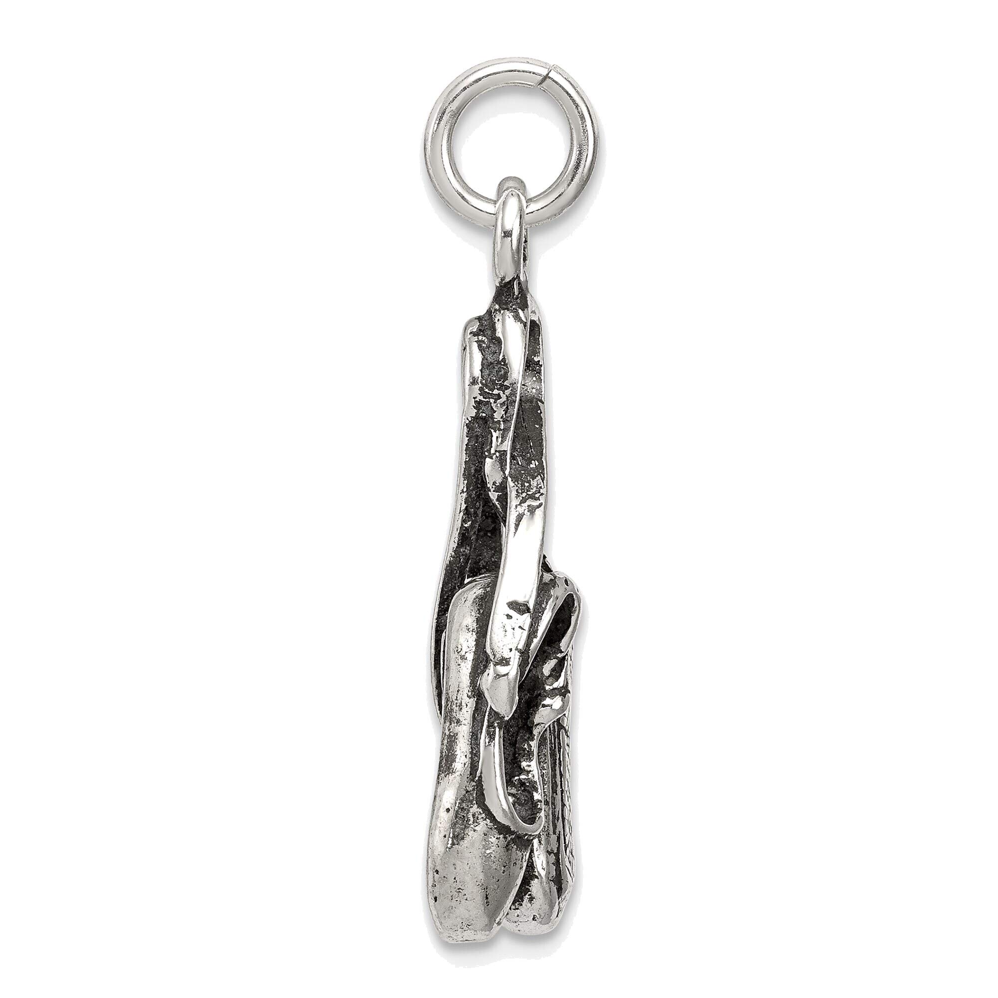 Sterling Silver Ballet Shoes Charm - Elegant Jewelry for Dancers & Gifts