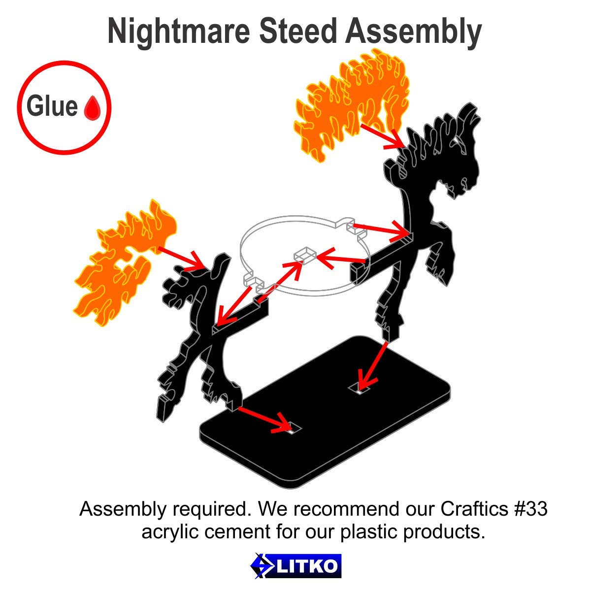 LITKO Character Mount - Nightmare Steed & Hell Horse Demon Miniature for D&D and Pathfinder RPG | 25mm Base | Tabletop Gaming Accessory for Fantasy Battles and Role-Playing Scenarios