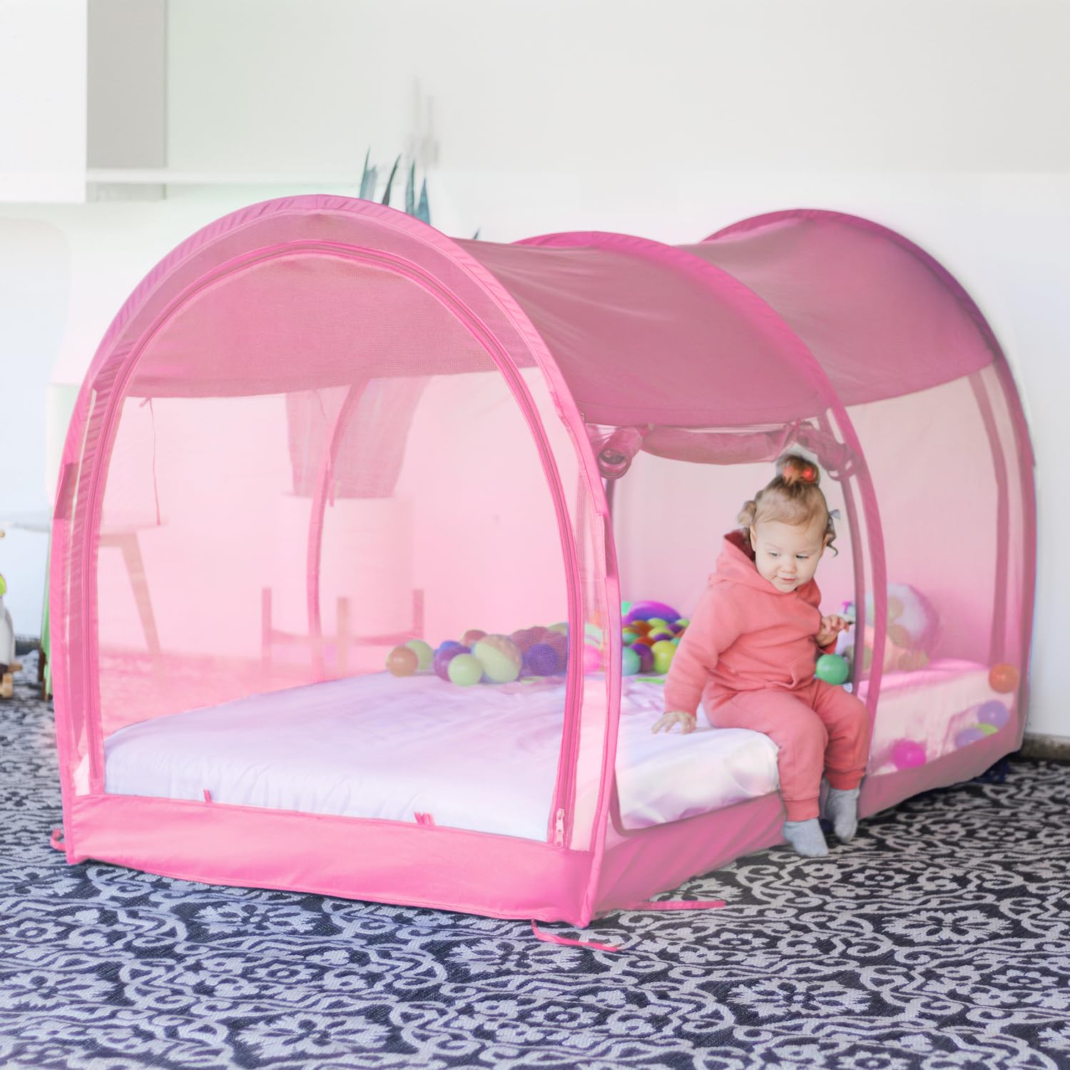 Dream Tents Bed Canopy - Pop Up Twin Size Cabin Shelter for Kids & Adults | Indoor Privacy Tent with Warm Breathable Fabric | Perfect for Camping, Sleepovers & Room Decor (Mattress Not Included) - Patent Pending