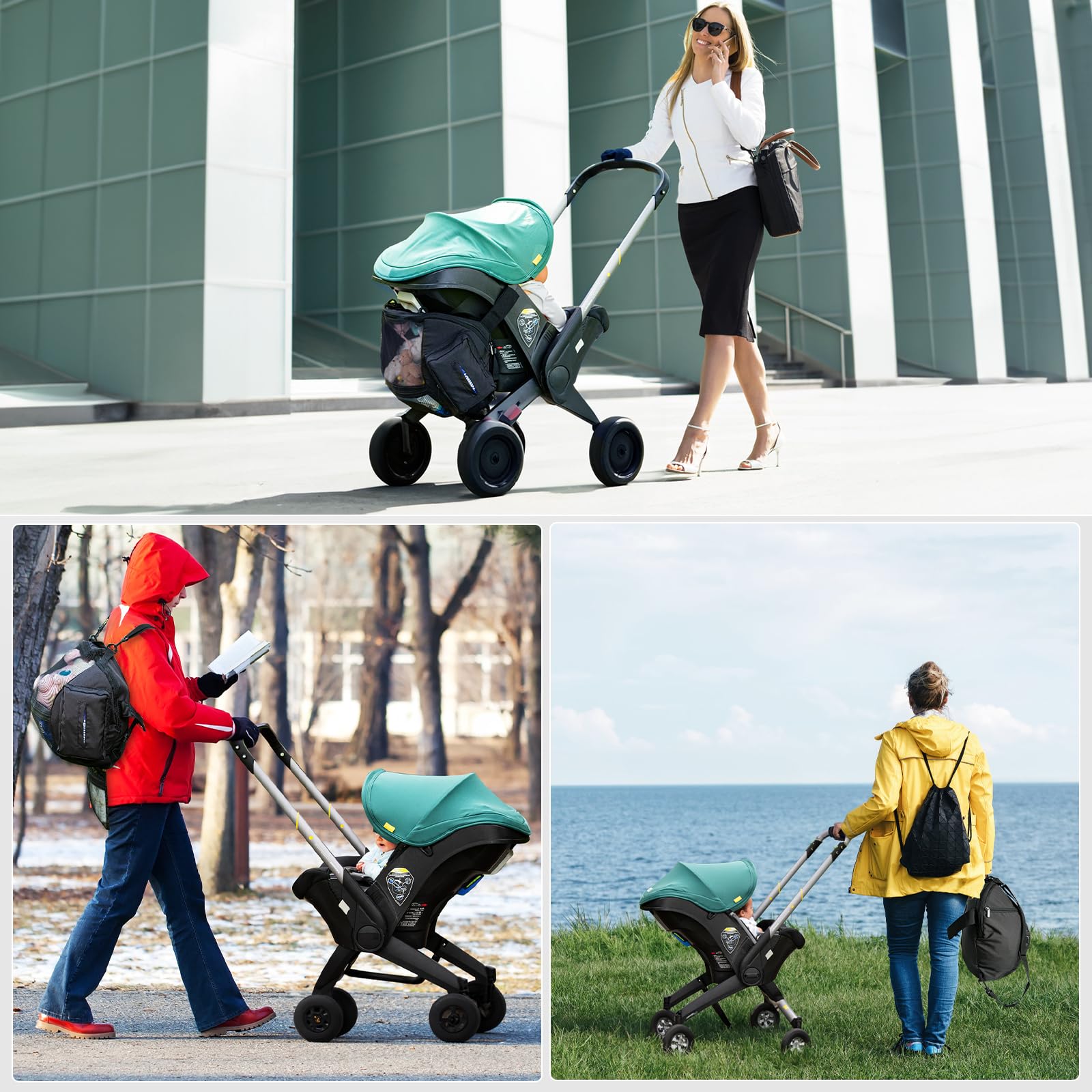 Doona Car Seat Stroller Storage Bag - Large Capacity Wearable Backpack for Diapers & Parent Essentials (Black) - Perfect for Travel & Daily Use