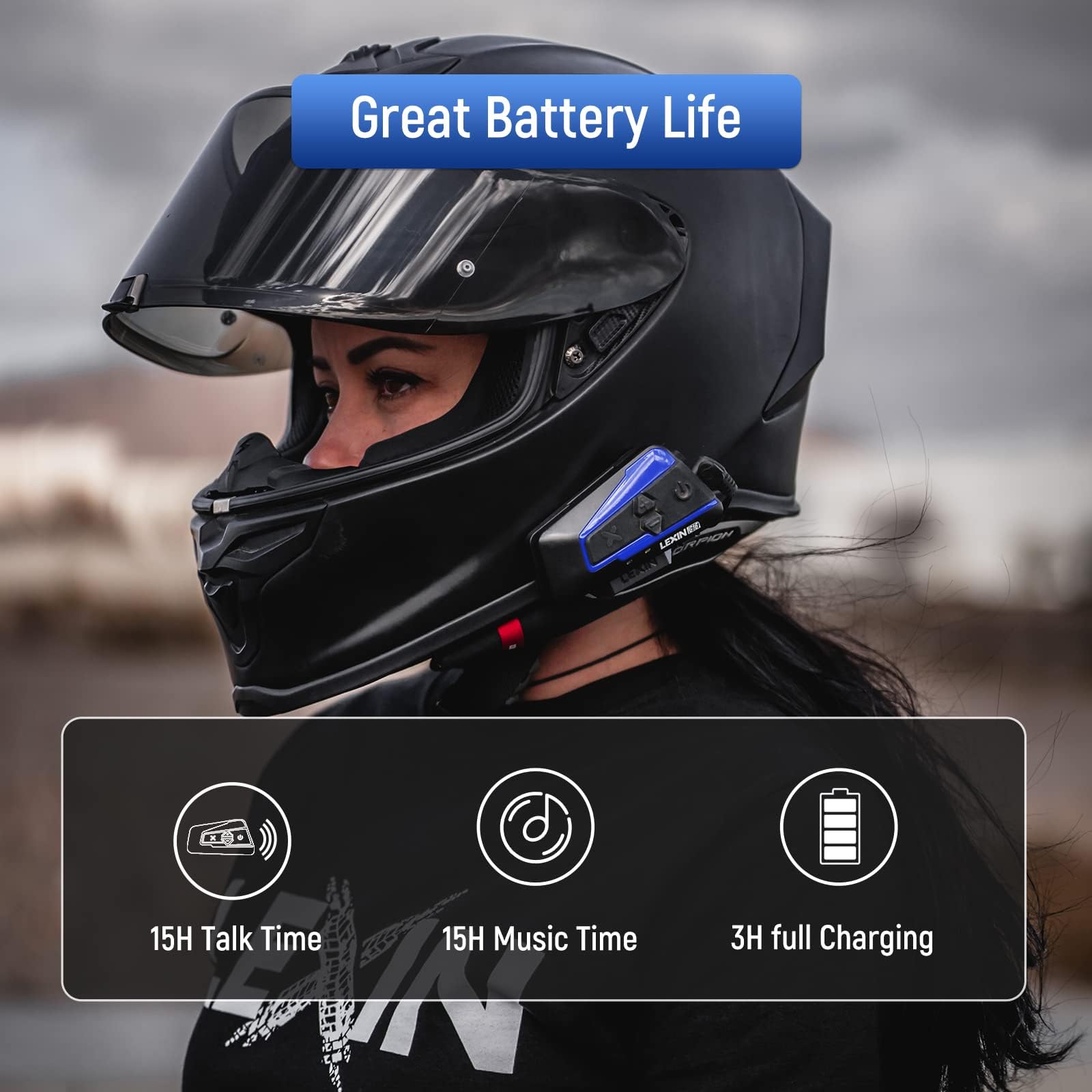 **LEXIN B4FM Motorcycle Bluetooth Headset – 10 Rider Intercom, IP67 Waterproof, Noise Cancellation, Music Sharing & FM Radio – Universal for Motorcycle, Snowmobile & ATV (2 Pack) – Perfect for Group Rides, Off-Road Adventures & Long-Distance Travel**