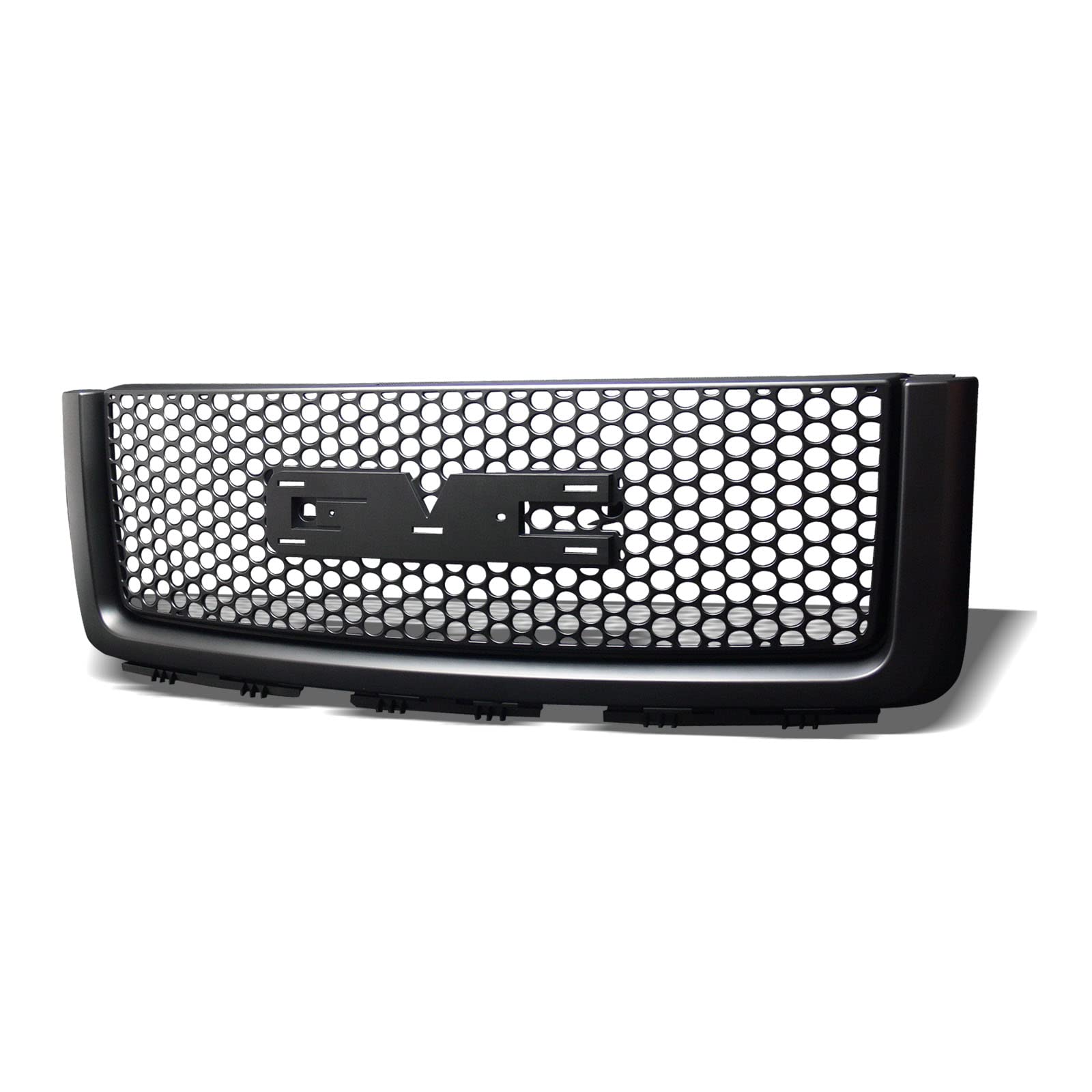 2007-2013 GMC Sierra 1500/Denali & 2009-2013 Hybrid Replacement Front Grille - Glossy Black Mesh Design | Perfect for Off-Roading, Car Upgrades & Truck Customization