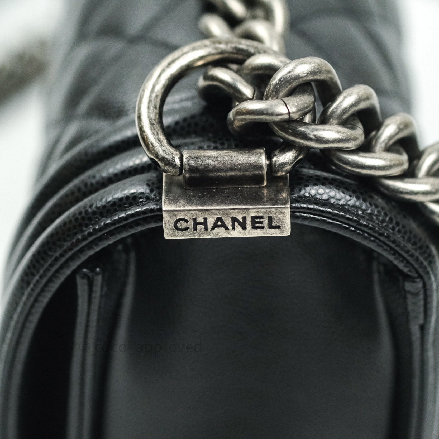Chanel Boy Quilted Medium Handbag in Black Caviar Leather with Ruthenium Hardware - Perfect for Evening Events & Luxury Fashion Accessories