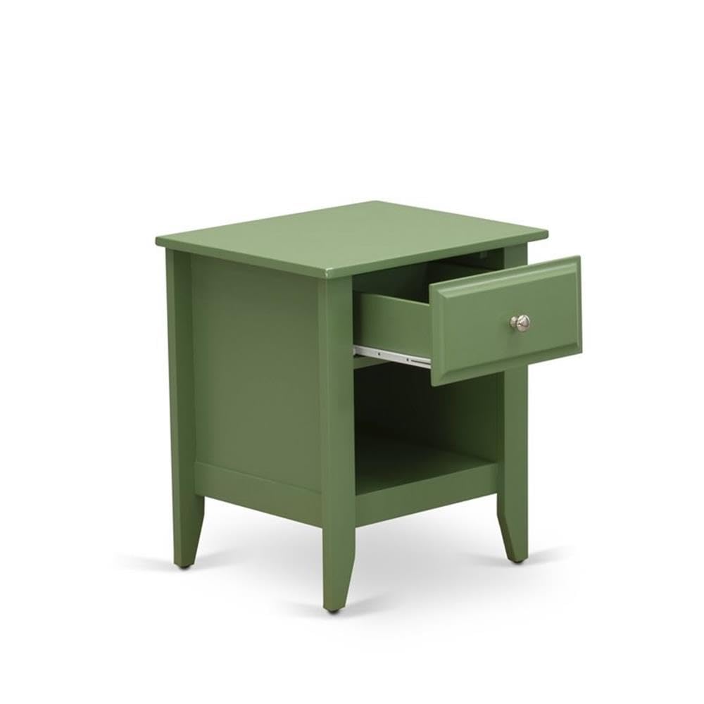 East West Furniture GA-12-ET Gallatin Night Stand - 18x21 Inch Rectangle Bedside Table with Drawer for Bedroom, Clover Green - Perfect for Storing Books, Lamps & Bedroom Essentials
