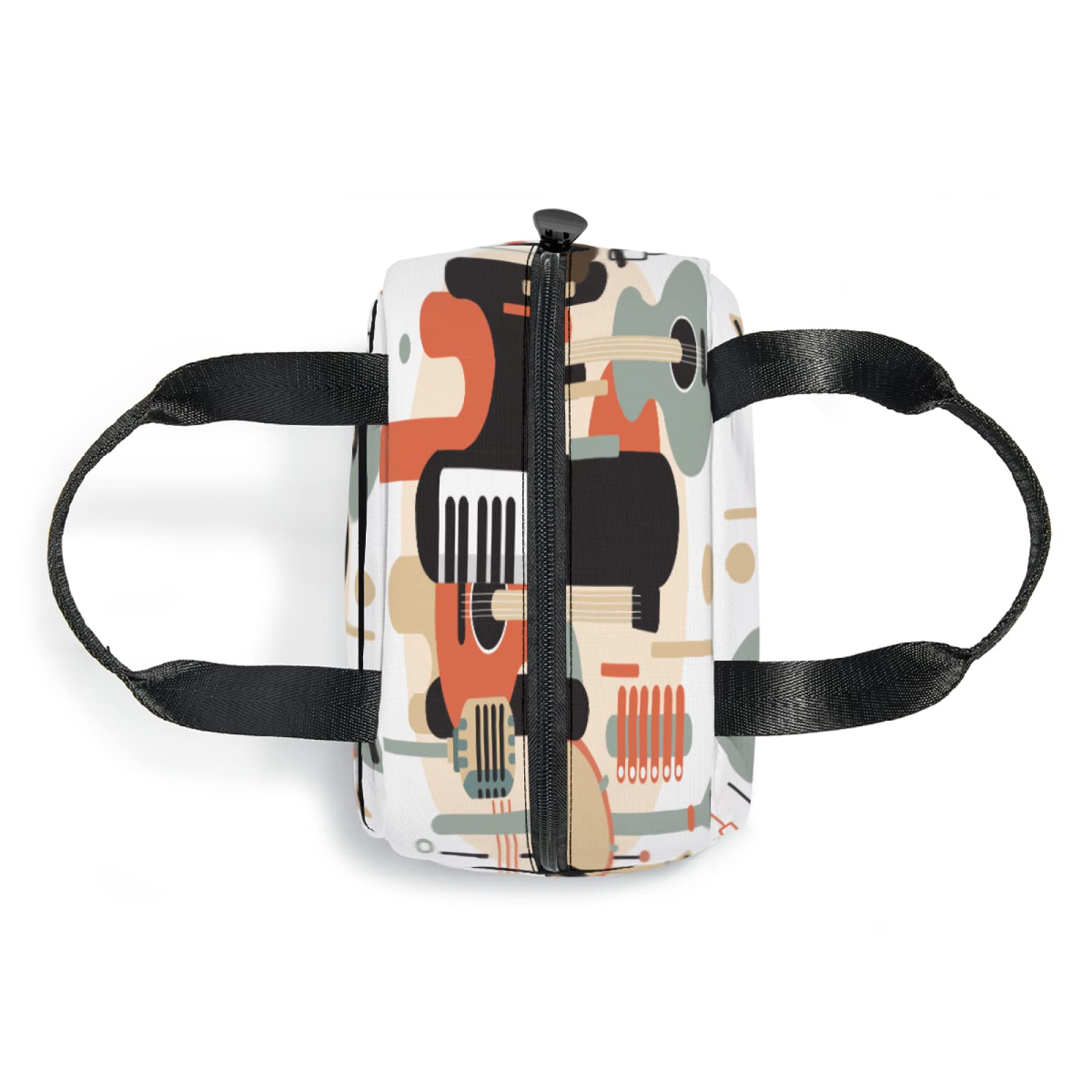 Vintage Musical Instrument Print Lunch Tote Bag - Insulated Reusable Lunch Box with Front Pocket for Women & Men | Perfect for School, Office, Picnic & Music Lovers (Piano, Guitar Design)