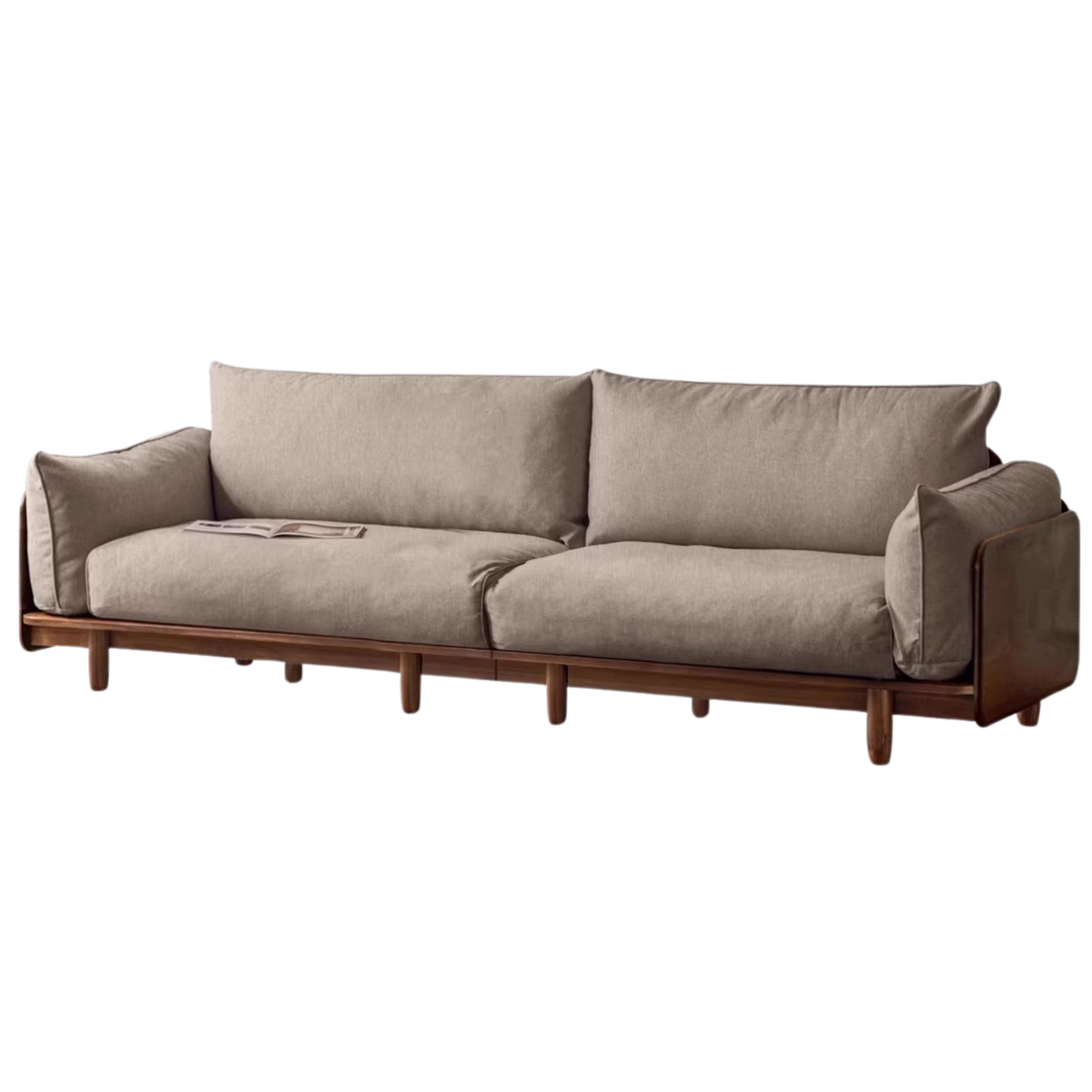 Premium Black Walnut Solid Wood Genuine Leather Sofa - Handcrafted Fabric Sofa for Living Room, Lounge & Office - Modern Comfort Furniture for Home Decor