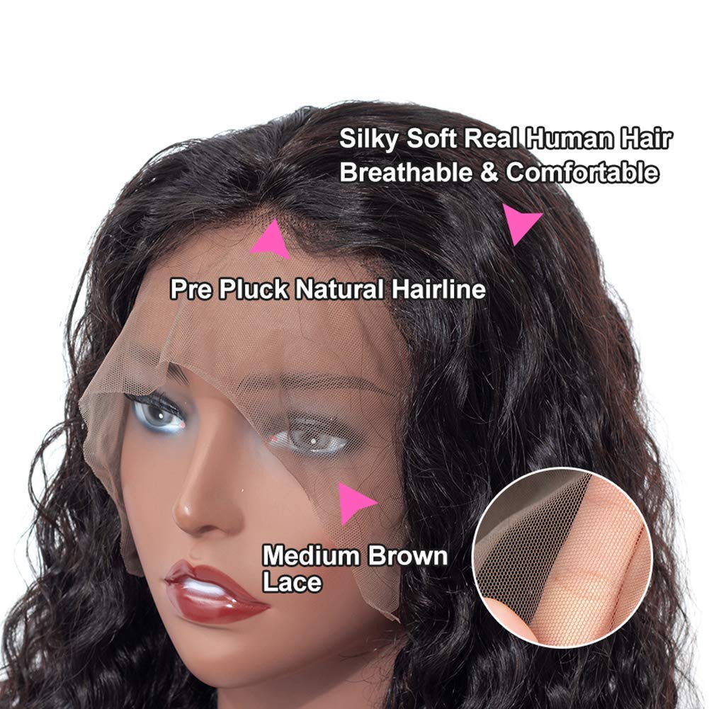 13x4 Brazilian Kinky Curly Human Hair Lace Front Wig - 18 Inch 180% Density Virgin Hair with Pre-Plucked Hairline & Baby Hair | Natural Black Color | Perfect for Daily Wear, Cosplay & Protective Styling