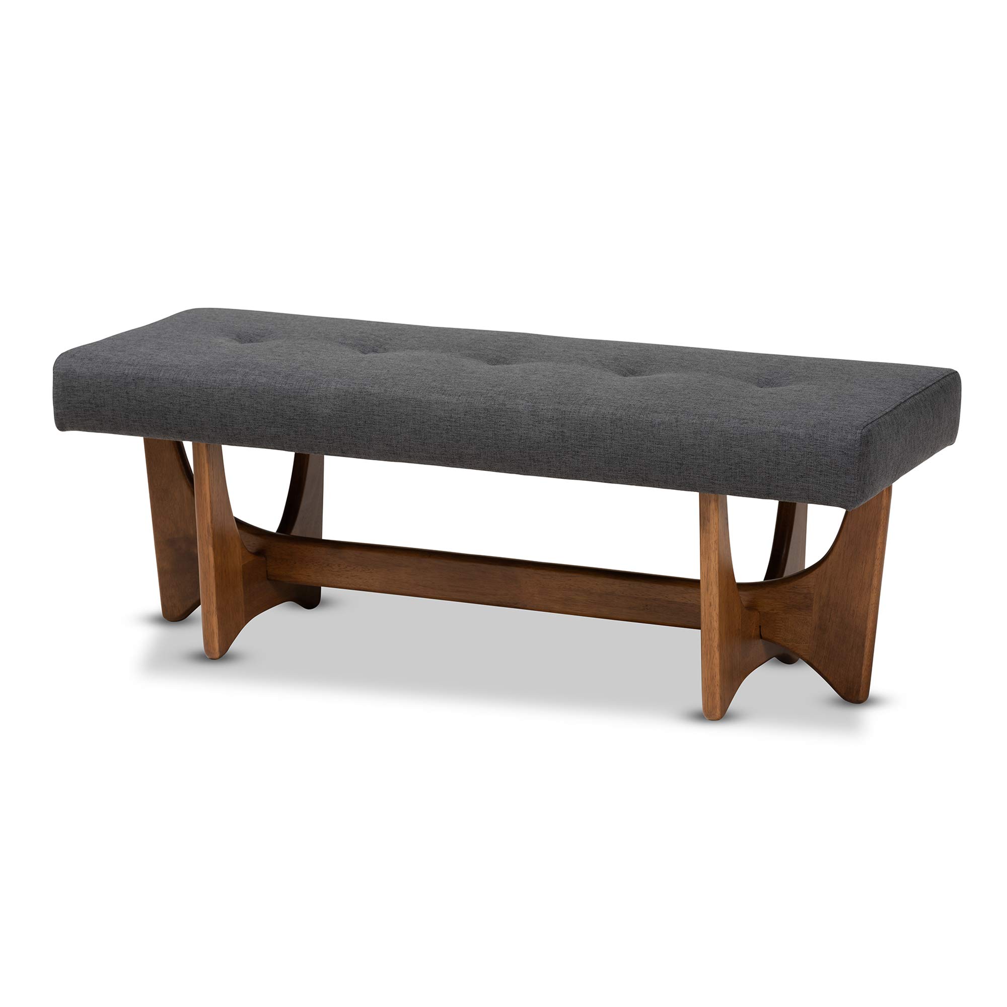 Baxton Studio Modern Wooden Bench with Dark Grey Upholstery & Walnut Finish - Perfect for Entryway, Living Room, or Bedroom Seating