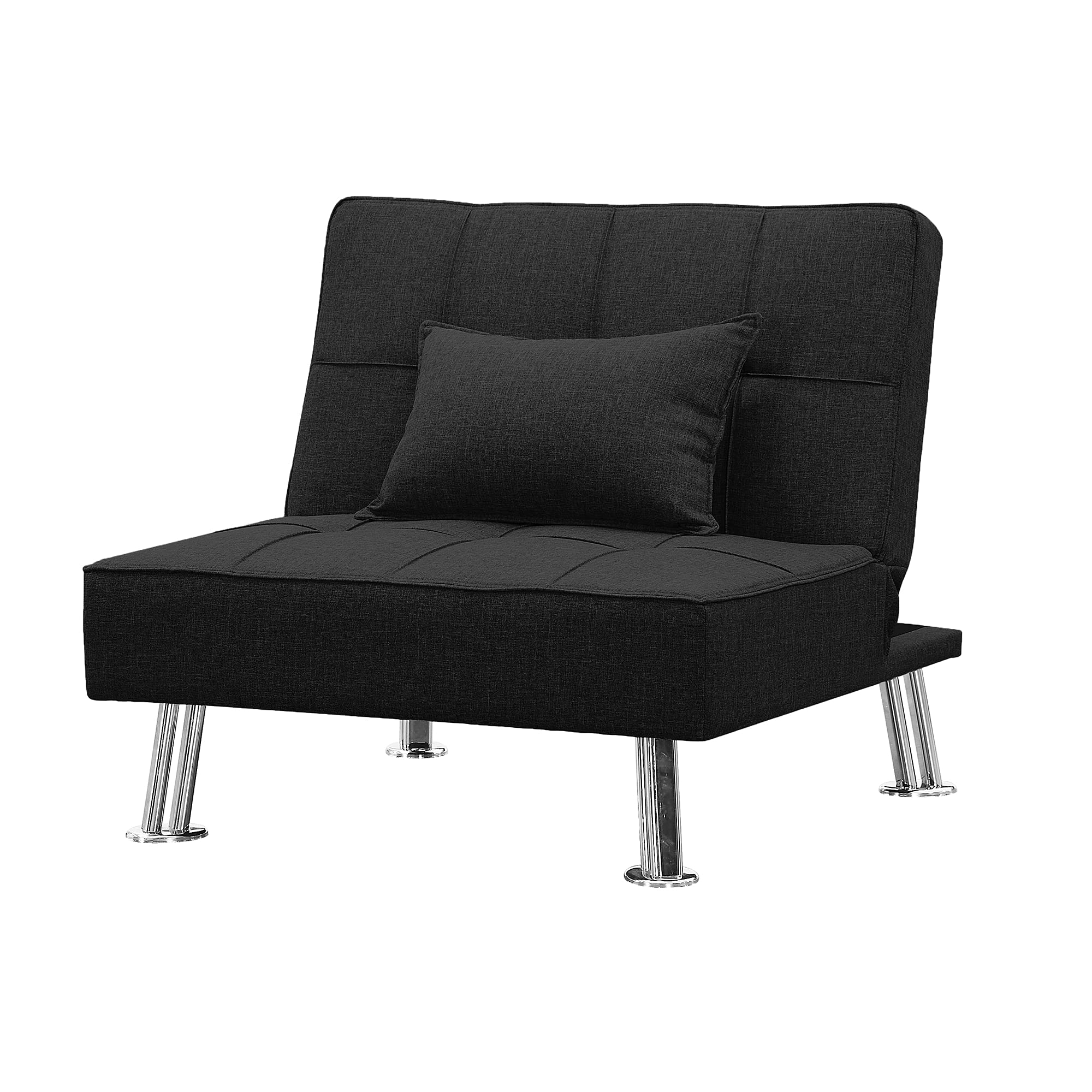 Modern Fabric Single Sofa Bed with Ottoman - Convertible Folding Futon Chair & Lounge Chair Set with Sturdy Metal Legs for Small Spaces, Guest Room & Apartment Living