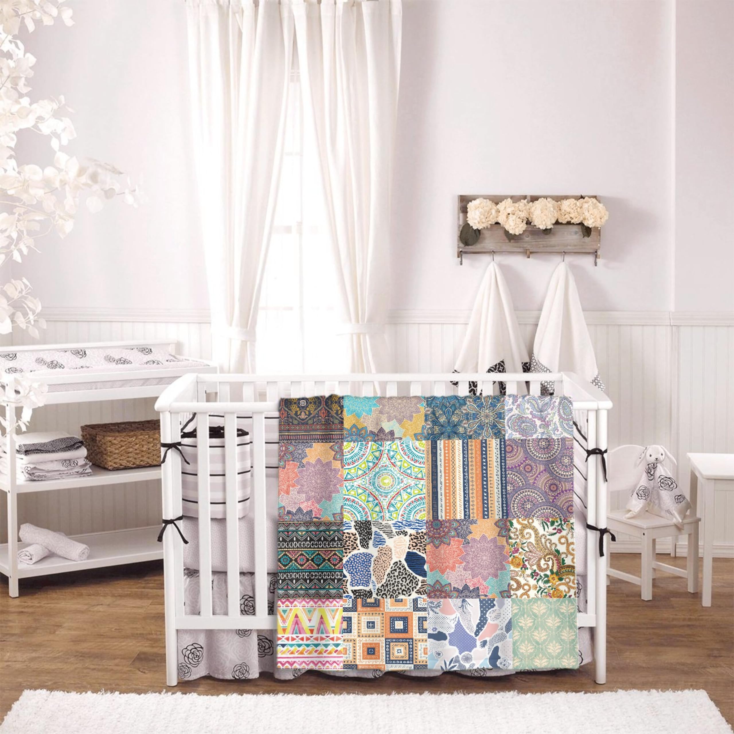 Bohemian Jigsaw Puzzle Fleece Blanket - Ultra Soft Cozy Fuzzy Throw for Kids, Girls & Boys - Perfect Gift for Picnic, Home Decor, Couch, Bedroom & Travel - Family Size 90''×120'' - Great for Movie Nights, Camping & Cozy Evenings