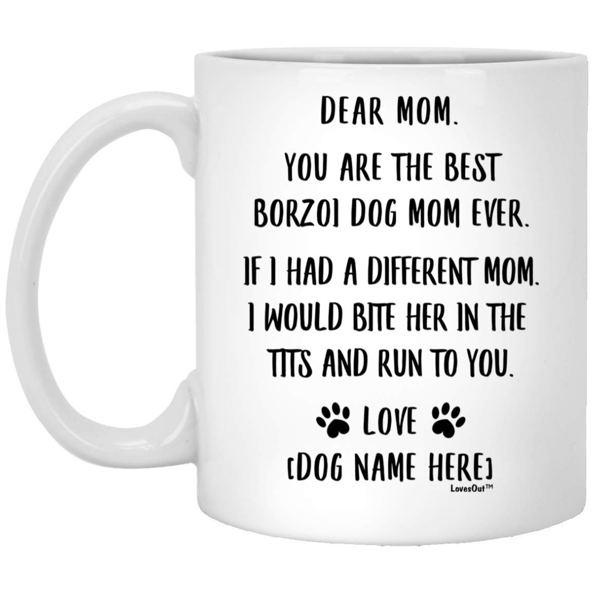 Personalized Borzoi Dog Mom Gifts - Funny Saying White Coffee Mug 11oz - Perfect Christmas 2024 Gift for Women & Dog Lovers - Great for Home, Office & Coffee Breaks