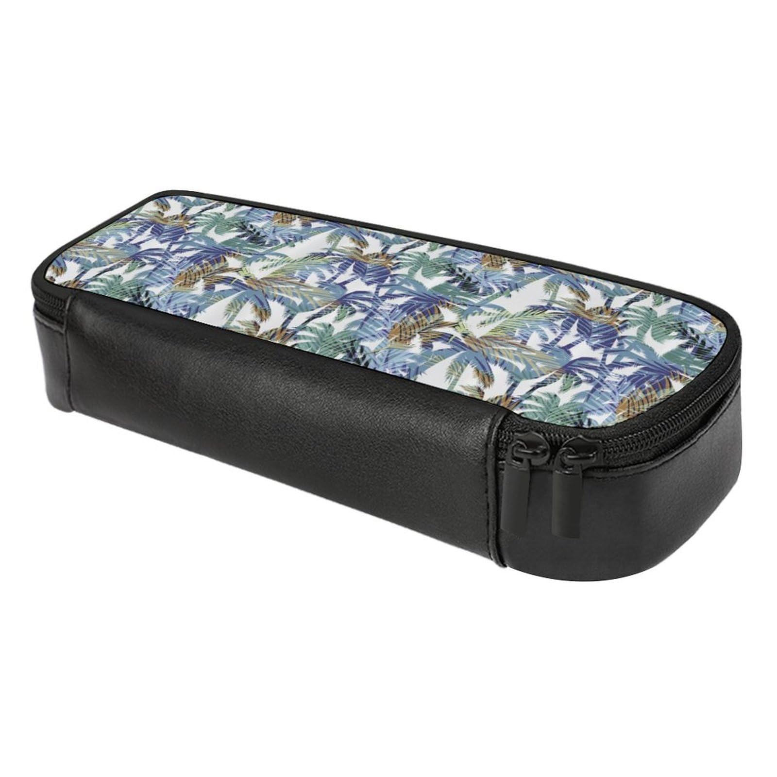 Tropical Summer Palm Print Pencil Box - Cute Large Capacity Pen Organizer Pouch for School, Office & Travel | Durable Pencil Case for Students & Professionals