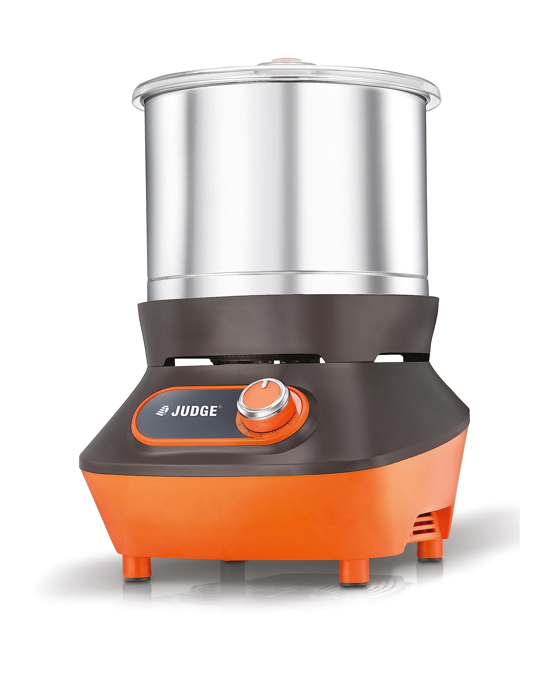 Prestige Vertical Wet Grinder with Stainless Steel Drum - 200W, 110V - Includes Coconut Scraper & Atta Kneader Attachments (Orange & Brown) - Perfect for Indian Cooking, Grinding Dosa Batter & Making Fresh Coconut Chutney