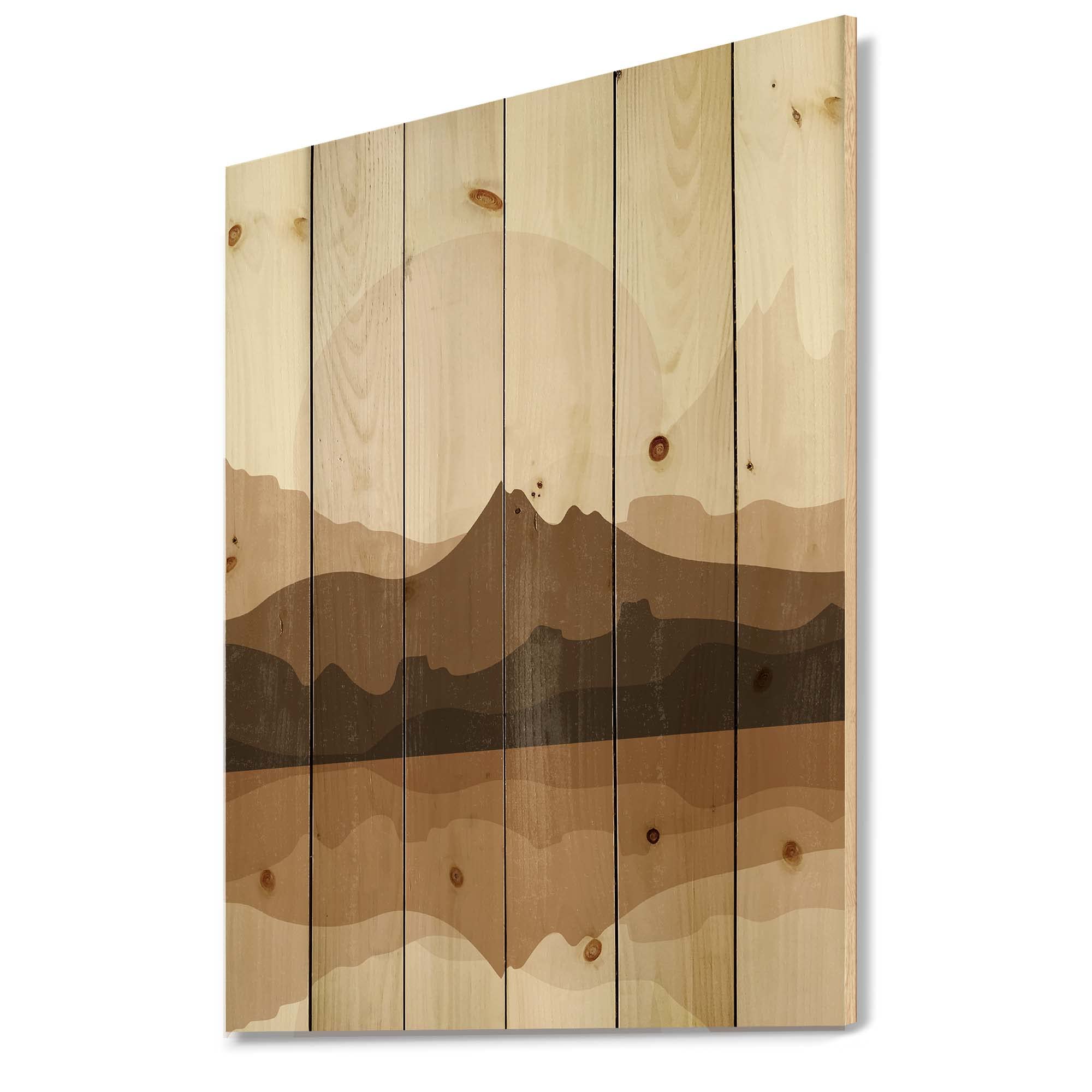 DesignQ Minimalist Terracotta Landscape Modern Wood Wall Art - Large Abstract Wood Wall Panels Printed on Natural Pine - Contemporary Home & Office Decor for Living Room, Bedroom, Dining Area