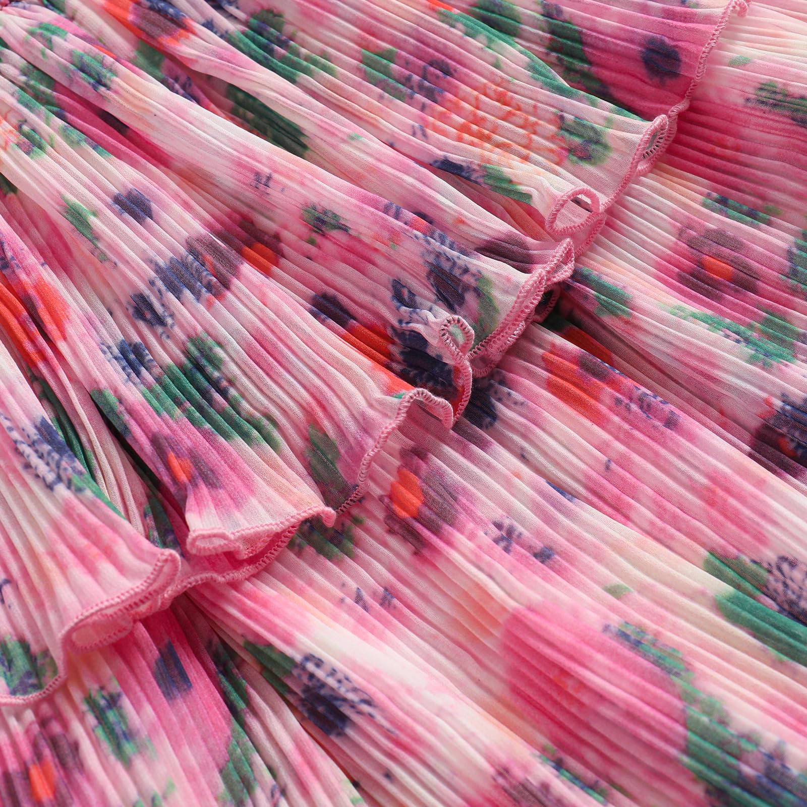 Women's Summer Floral Print Halter A-line Dress - Bohemian Style Cake Dress in Pink for Beach, Party & Vacation Wear
