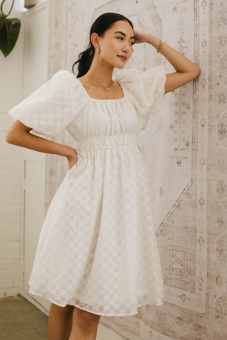 Easton Textured Midi Dress for Women - Flowy Summer Dress with Boho Print, Elegant Casual & Party Wear - Perfect for Beach Vacations, Date Nights & Office Outfits