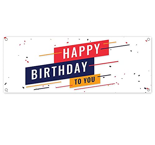 Happy Birthday Banner 13 oz - Heavy Duty Vinyl Party Decoration with Metal Grommets | Single-Sided Non-Fabric Sign for Indoor/Outdoor Celebrations, Birthdays & Special Events