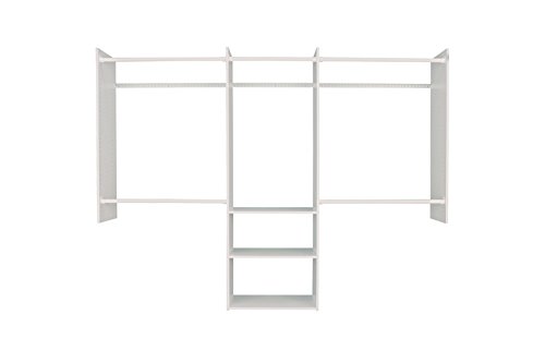 Easy Track 4' to 8' Deluxe Closet Organizer System - Adjustable White Closet Storage Starter Kit for Bedroom, Walk-in Closet & Home Organization