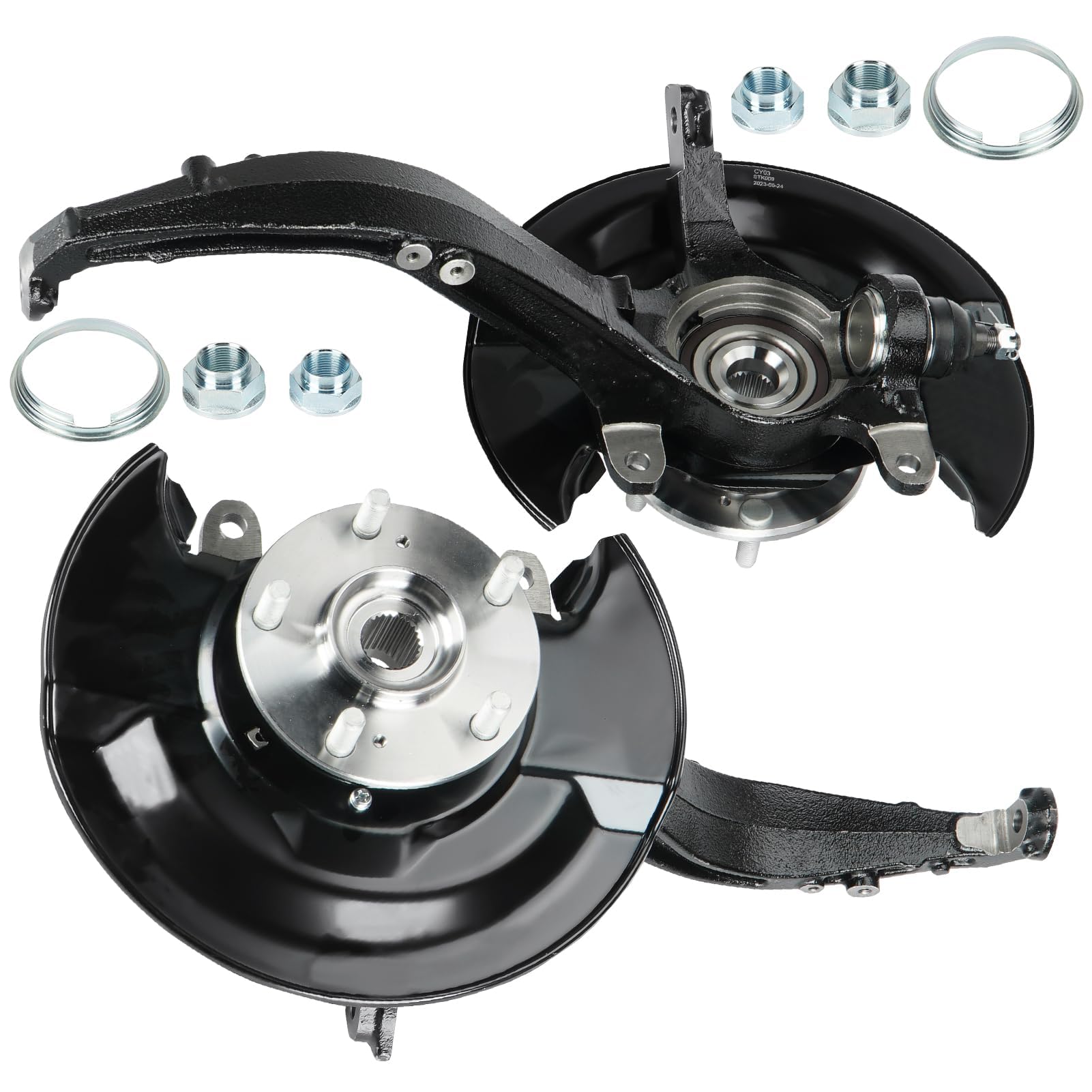 2 Pack Wheel Hub Bearing Steering Knuckle Assembly - Front Driver & Passenger Side Compatible with Honda Accord Sedan/Coupe 2.4L L4 2003-2007 (Automatic Transmission Only) - Perfect for Smooth Ride & Wheel Alignment Repair