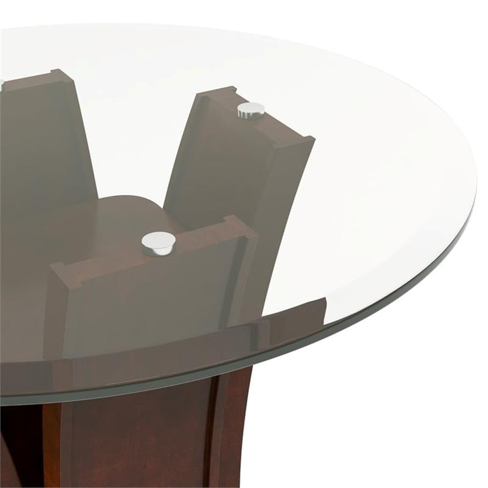 BOWERY HILL Modern End Table - Solid Wood, Wood Veneer & MDF with Glass Top in Cherry Finish | Perfect for Living Room, Bedroom or Office Decor