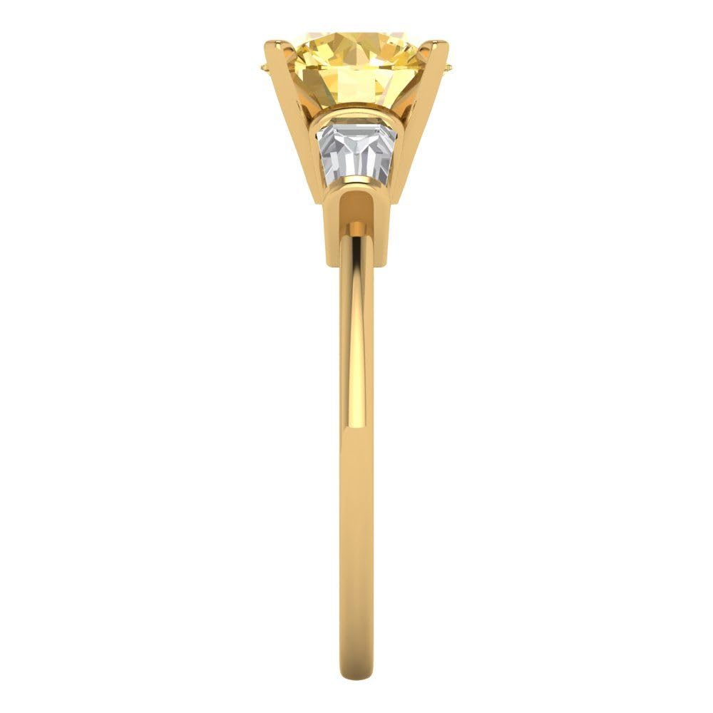 2.0ct Round Cut Yellow Simulated Diamond Ring - 18K Gold for Engagement & Wedding